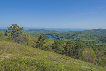 Crossett Pond as seen from the false summit of Buck Mountain.    
