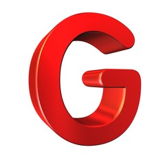 Red 3d letter G isolated white background