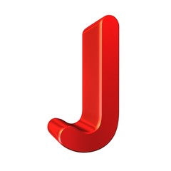 Red 3d letter J isolated white background