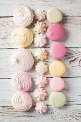 Delicious macaroons and meringues