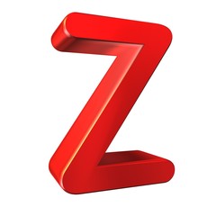 Red 3d letter Z isolated white background