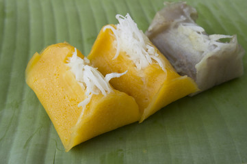 Sweet Thai banana coconut milk ingredients concept