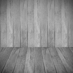 wall and wood slabs arranged in perspective texture background.