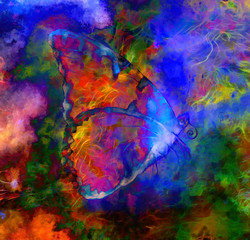  illustration of a  color butterfly, mixed medium, abstract colo