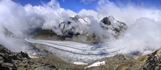 Aletsch glacier, the largest gracier in Alps.