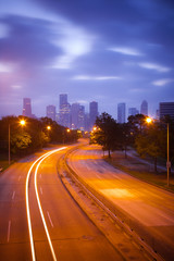 Fototapeta na wymiar Driving in Houston at Night