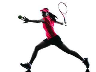 woman tennis player sadness silhouette - obrazy, fototapety, plakaty
