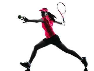 Badkamer foto achterwand woman tennis player sadness silhouette © snaptitude