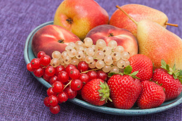 Fruit Plate (on Violet Tablecloth)