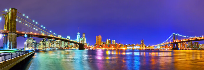 Panorama of New York City at night