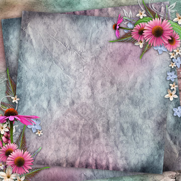 Greeting card with rudbeckia  flowers