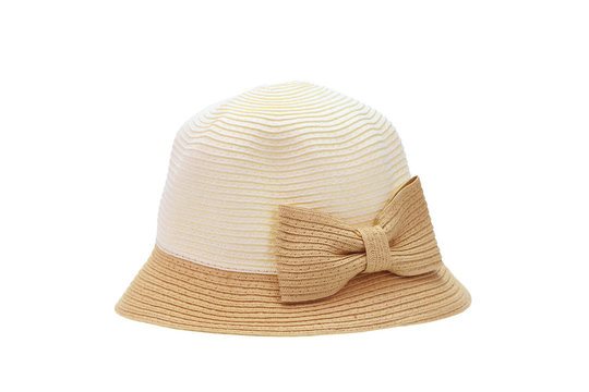 straw hat for ladies on a white background