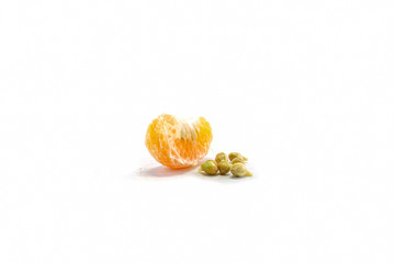 piece of orange fruit isolated on white background