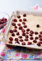 Raw homemade cherry cake