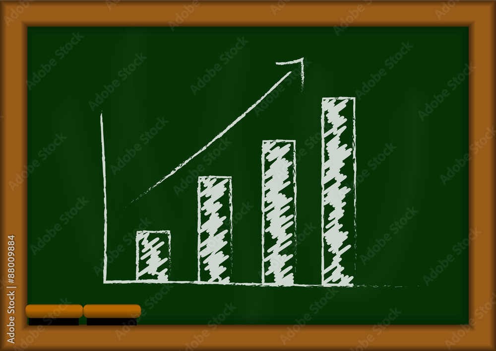 Poster vector : bar chart graph on blackboard