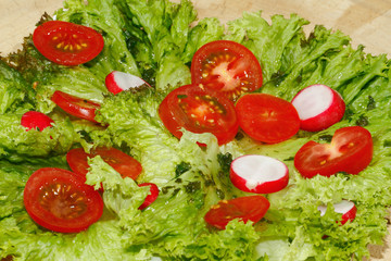 Salatteller mit Radieschen und Tomaten