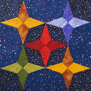 Detail of the quilt from pieces of fabric