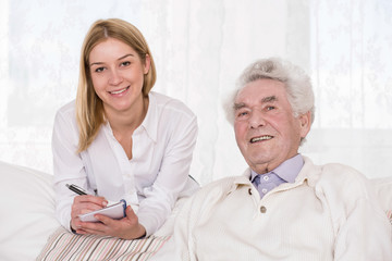 Care assistant and elder man