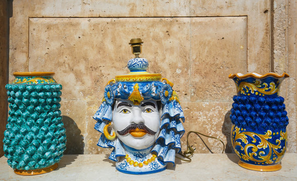 Typical ceramic of Puglia, on a flea market in Martina Franca