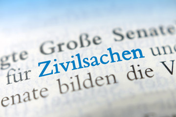 Zivilsachen - blaue Schrift