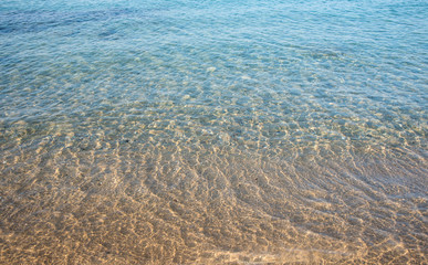 Seashore clear water with sandy beach for  background