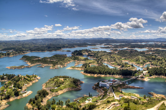 view over the lakes of Guatape near Medellin, Colombia
