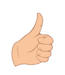 hand gesture with thumb up isolated on white