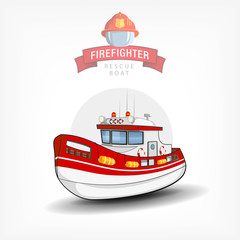 Vector color handdrawn illustration of a isolated firefighter bo