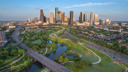 Houston Skyline during late afternoon looking east - obrazy, fototapety, plakaty