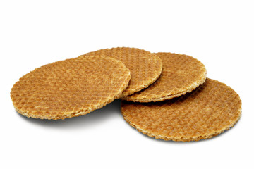 Stroopwafels / Dutch Syrup Waffles Isolated on White