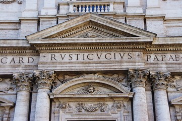 Fototapeta na wymiar The facade of the church, Rome, Italy - close up
