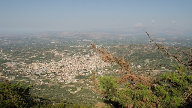 A time lapse with view to a Cretan village