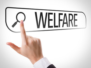 Welfare written in search bar on virtual screen