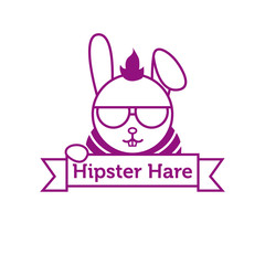 Vector hipster hare in sunglasses outline logotype