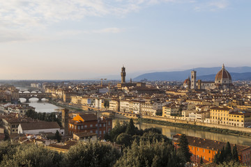 Fototapeta na wymiar View of Florence at sunset from Piazzale Michelangelo