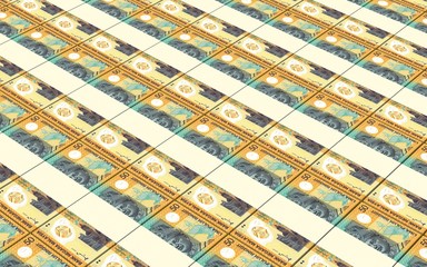 Obraz premium Malaysian ringgit bills stacks background.