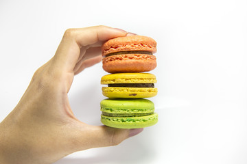 Colorful macaroon isolated on white background