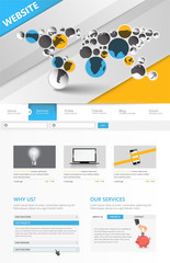 Commerical Website Template Design, One Page Design, Vector