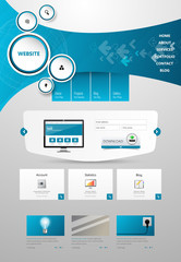 Commerical Website Template Design, One Page Design, Vector