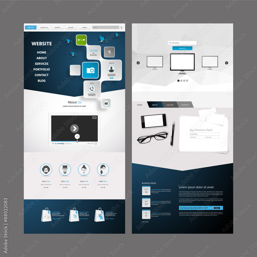 Canvas Prints business modern clean one page website design template. vector design
