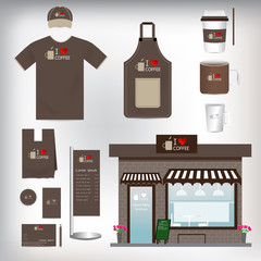 Vector Cafe Shop Set can be used for Layout, Flyer, banner, unif
