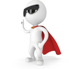 3d man brave superhero with red cloak
