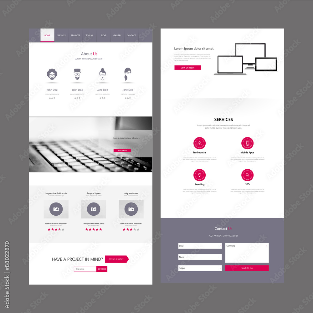 Poster one page website template and header designs