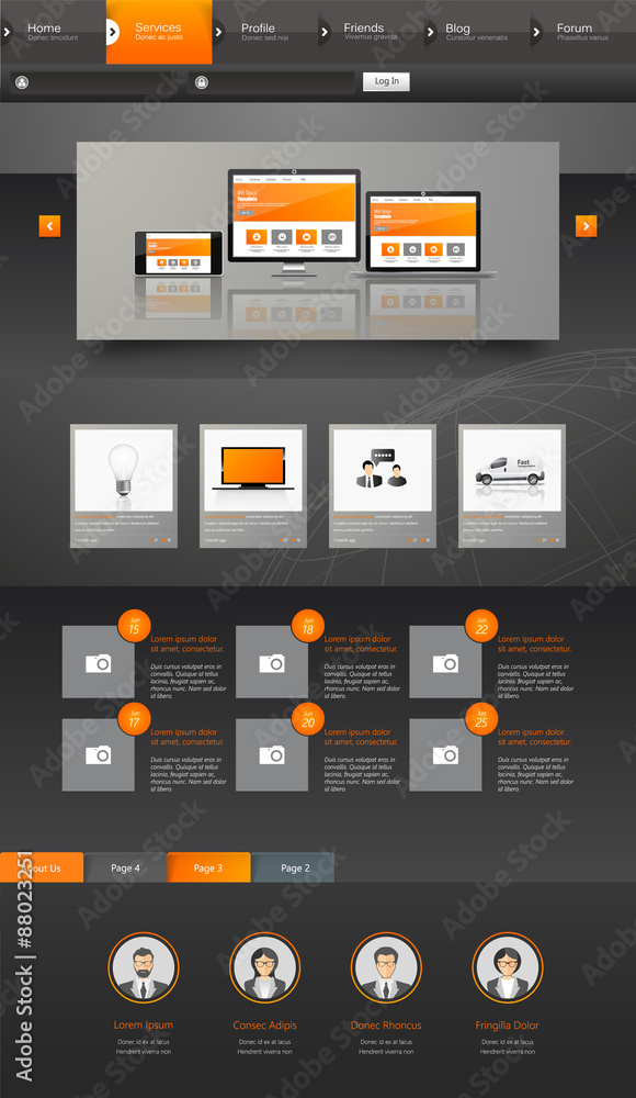 Canvas Prints modern style one page website design template in dark color