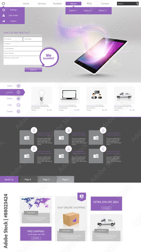Poster modern one page website template design