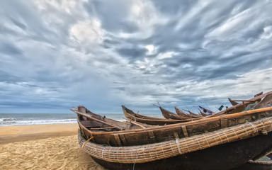 Boat avoid storm. When storm boat fishermen pulled ashore to avoid storms. With the perspective of...