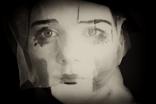 Portrait Of The Sad Mime In A Veil