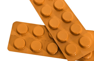 Packing of tablets on a white background