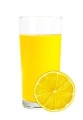 lemon juice in the glass isolated on white