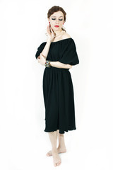 Portrait of young woman in  retro style